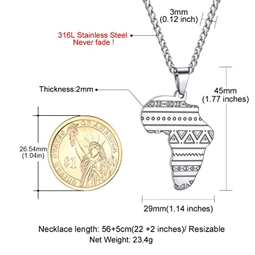 GOLDCHIC JEWELRY Africa Map Pedant Necklaces, Ancient Tribal Mother African Chain Pendant Necklace for Men Women with 316L Stainless Steel jewelry