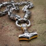 Men's 25-Inch Gold Thor's Hammer Pendant Necklace