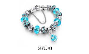 18K White Gold Plated Swarovski Crystal Charm Bracelet