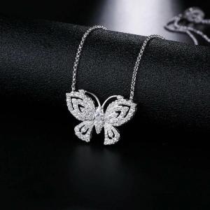 Adjustable Swarovski Crystal Butterfly Necklace in 18K Gold