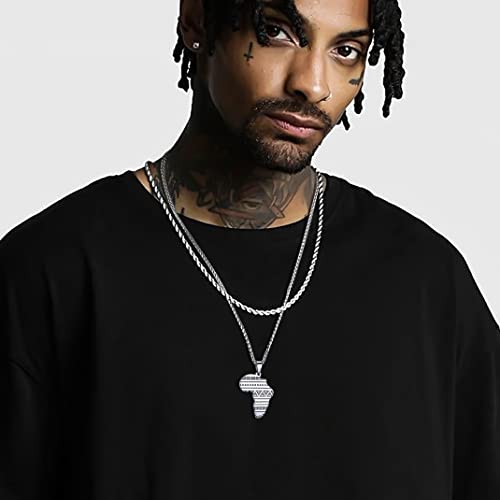 GOLDCHIC JEWELRY Africa Map Pedant Necklaces, Ancient Tribal Mother African Chain Pendant Necklace for Men Women with 316L Stainless Steel jewelry