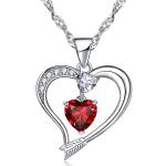18k White Gold Plated Birthstone Heart Necklace
