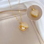 Gold Plated Heart Locket Necklace with Beads