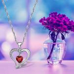 18k White Gold Plated Birthstone Heart Necklace