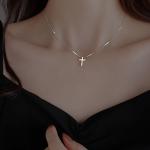 Sterling Silver Adjustable Cross Pendant Necklace