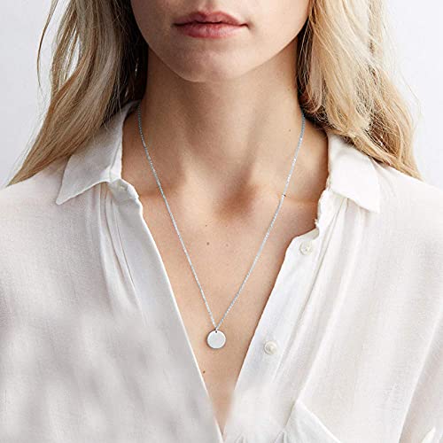 Dcfywl731 Silver Plated Layered Pendant Necklace for Women Multilayer Circle Bar Disc Adjustable Chain Necklace Jewerly