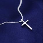 Sterling Silver Adjustable Cross Pendant Necklace