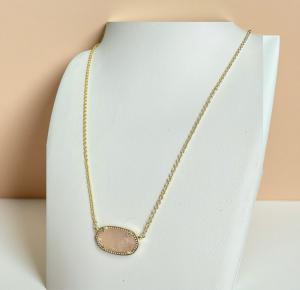 Elisa Gold Rose Quartz Pendant Necklace