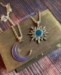 Moon and Sun Pendant Friendship Necklaces Set