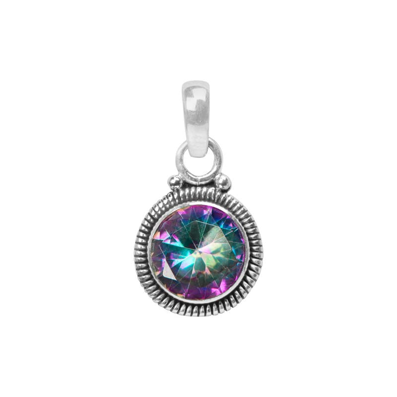 Mystic Topaz Stone 925 Sterling Silver Pendant Necklace For Women Girls Gift, Natural Gemstone Pendant Necklace, Solitaire Pendant, Handmae Pendant