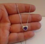 Lab Diamond & Amethyst Heart Pendant Necklace