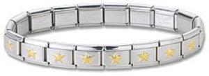Silver Stainless Steel Italian Charm Bracelet with Gold Star
