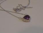 Lab Diamond & Amethyst Heart Pendant Necklace