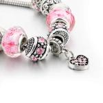 Silver Bracelet with Crystal Heart and Love Charms