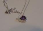 Lab Diamond & Amethyst Heart Pendant Necklace