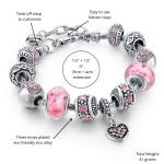 Silver Bracelet with Crystal Heart and Love Charms