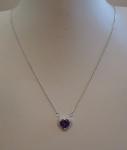 Lab Diamond & Amethyst Heart Pendant Necklace