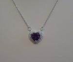 Lab Diamond & Amethyst Heart Pendant Necklace