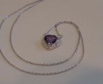 Lab Diamond & Amethyst Heart Pendant Necklace