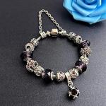 Silver Bracelet with Crystal Heart European Charms