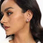 18K White Gold Plated Zirconia Stud Earrings Set