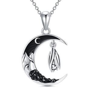Gothic Crescent Moon Necklace Handmade Sterling Silver Jewelry