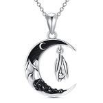Gothic Crescent Moon Necklace Handmade Sterling Silver Jewelry