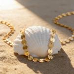 Dremmy Studios Gold Coin Choker Necklaces for Women, Dainty 14K Gold Plated Stackable Sequins Cion Disc Choker Necklace Gifts for Women