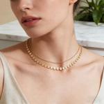 Dremmy Studios Gold Coin Choker Necklaces for Women, Dainty 14K Gold Plated Stackable Sequins Cion Disc Choker Necklace Gifts for Women