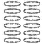 BodyJ4You 12PC Tattoo Choker Necklace Set - 90s Accessories Old School 2000s Jewelry - Gothic Black Henna - One Size Women Teen Girl - Stretchy Collar Necklace