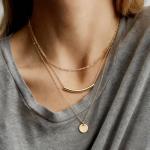 Aisansty Layered Coin Tube Pendant Choker Necklace for Women Girls Dainty Gold Plated Layering Chain Neckalce Set