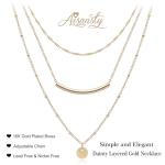 Aisansty Layered Coin Tube Pendant Choker Necklace for Women Girls Dainty Gold Plated Layering Chain Neckalce Set