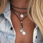 Long tiantian Black Choker Necklaces for Woman Boho Necklace Layered Choker Necklace for Women Western Choker Bohemian Jewelry for Women Cowgirl Necklace Women Christmas Gifts (Black Choker Necklace)