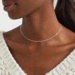 BERISO 14K Gold/Silver Plated Choker Necklace for Women Shining Dots Station Gold Chain Necklace Beads Sparkle Chain Necklace Link Chain Exquisite Jewelry for women