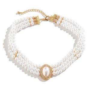 Octwine Boho 3 Tier Dainty Rhinestones Pearls Chunky Short 1920s Choker Necklace Chain Multilayer Choker Pendant Necklaces Prom Party for Women and Girls