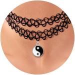 BodyJ4You Ying Yang Silvertone Pendant Tattoo Choker Necklace - Balanced Retro Accessory for Girls Teens