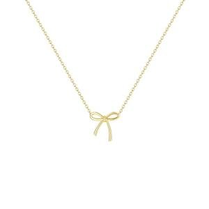 Dainty 14K Gold Bow Choker Necklace for Women