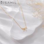 Dainty 14K Gold Bow Choker Necklace for Women