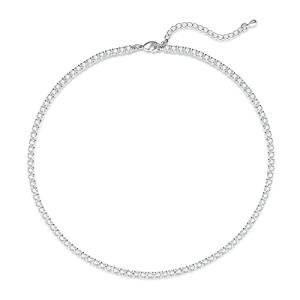 Luxval Tennis Necklace 14K Silver Choker Necklaces for women Dainty Zirconia Cut Faux Diamond chain 3mm Width 13Inches