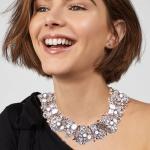 Zthread Bib Statement Necklace Rhinstone Beads Collar Necklace Colorful Crystal Choker Collar Necklace Women Fashion Jewelry Necklace (White)