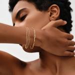 MEVECCO Bracelet for Women Gold Paperclip Chain Oval Link 14K Gold Plated Dainty Simple Jewelry Cute for Girls