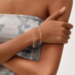 MEVECCO Bracelet for Women Gold Paperclip Chain Oval Link 14K Gold Plated Dainty Simple Jewelry Cute for Girls