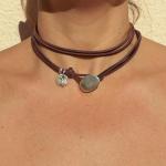 HUASAI Boho Necklaces for Women Brown Suede Choker Necklace for Women Trendy Boho Layered Leather Necklace Western Turquoise Necklace Boho Jewelry Western Outfit for Women