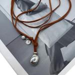 HUASAI Boho Necklaces for Women Brown Suede Choker Necklace for Women Trendy Boho Layered Leather Necklace Western Turquoise Necklace Boho Jewelry Western Outfit for Women