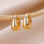 Gold Zircon Heart Stainless Steel Hoop Earrings