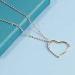 Yheakne Boho Long Heart Pendant Necklace Gold Outline Heart Necklace Chain Hollow Heart Drop Necklace Minimalist Necklace Jewelry for Women and Girls Gifts