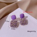 Purple Flower Butterfly Dangle Earrings for Women