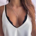 Annika Bella Handmade Adjustable Sterling Silver Lariat Necklace, Sliding Bead Drop Shape Necklace, Dainty Elegant Y Necklace, Bridal Jewelry, Delicate Gift for Her