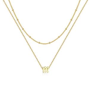 Gold Layered Initial Necklaces for Women - M Pendant