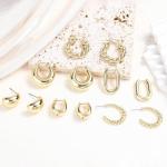 14K Gold Chunky Hoop Earrings Multipack for Women
